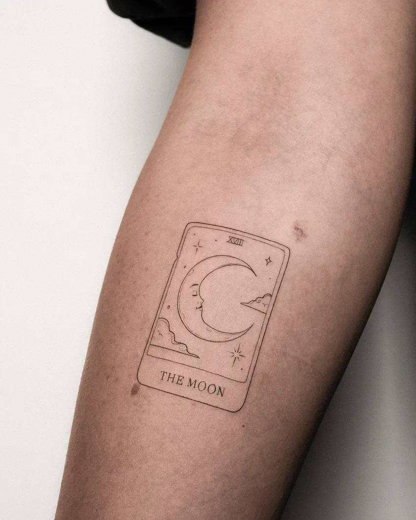 Fine-line tattoo work published by HALFMOON Tattoo Studio