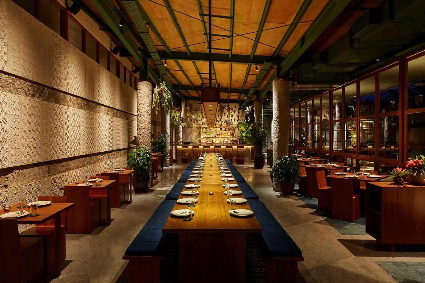 Kaum restaurant interior and dining setting in Petitenget