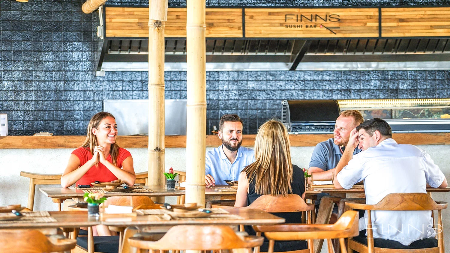 Sushi Bar dining area inside FINNS Beach Club