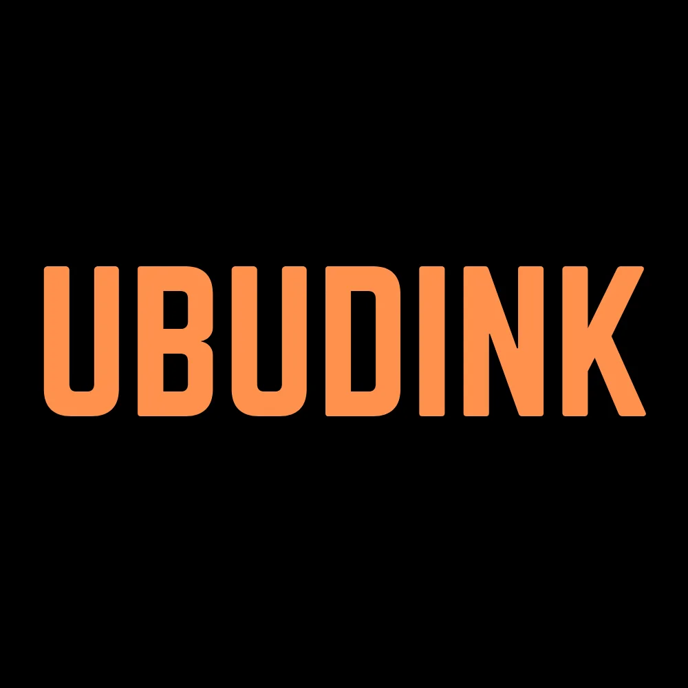 Orange Ubud Ink studio graphic on a black background